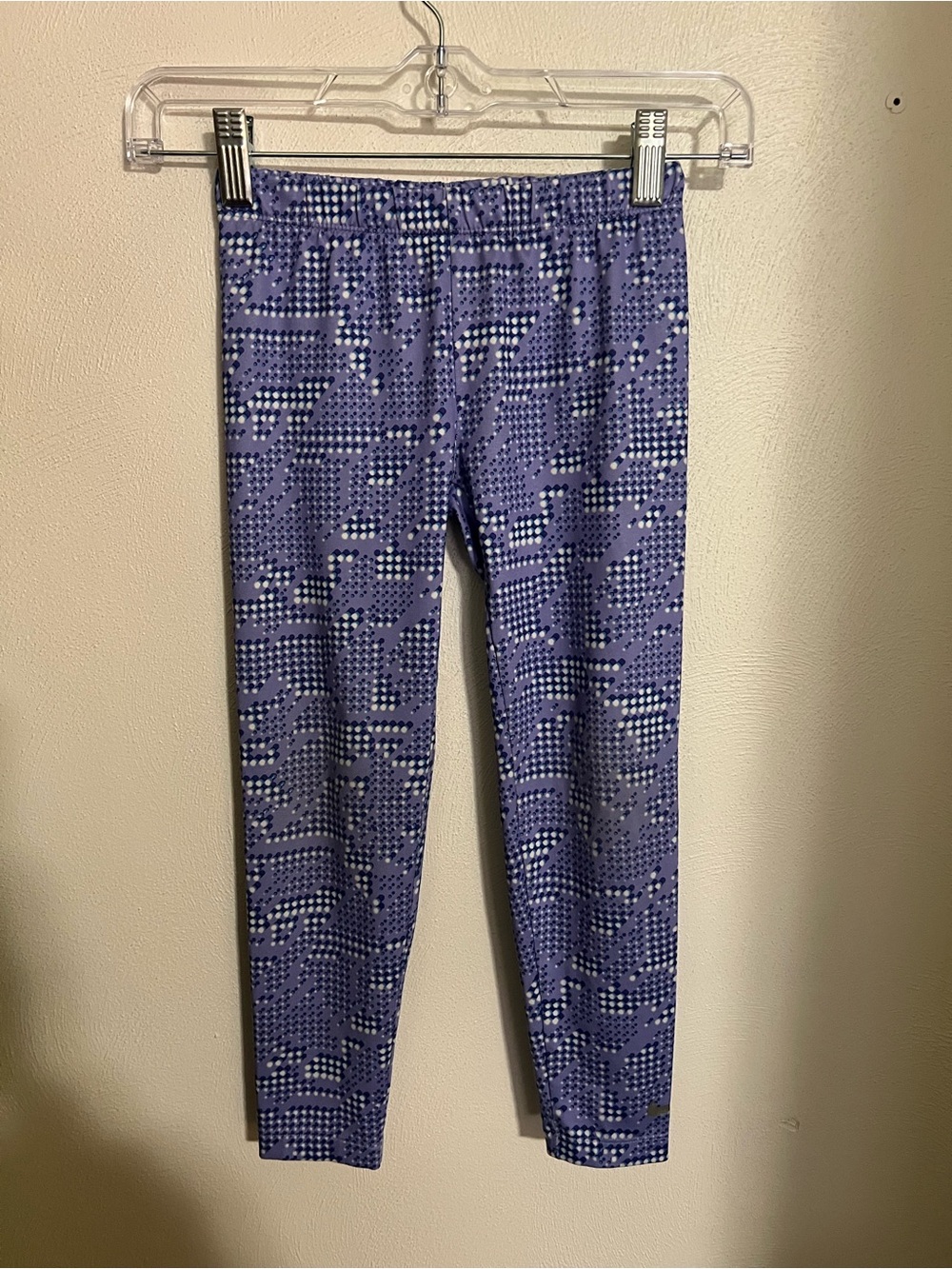 NIKE Classic Quick Dry Athletic Athleisure Leggings Purple Silver Girl's Size 6X
